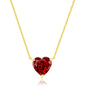 Sterling Silver 11mm Burgundy Heart CZ Necklace - Gold Plated