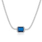 Sterling Silver Asscher-Cut Sapphire & CZ Tennis Choker