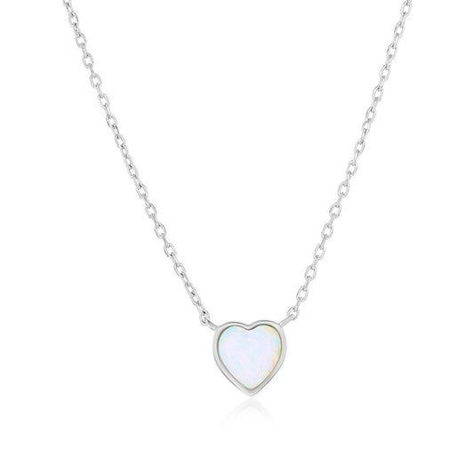 Sterling Silver, MOP Heart Necklace