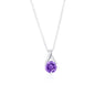 Sterling Silver 6mm Round Gemstone Necklace - Amethyst