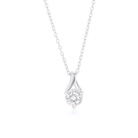 Sterling Silver 6mm Round Gemstone Necklace - White Topaz