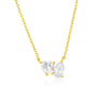 Sterling Silver Heart & Pearshaped CZ Necklace - Gold Plated