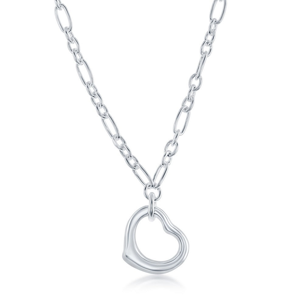 Silver Necklace With Open Heart Pendant