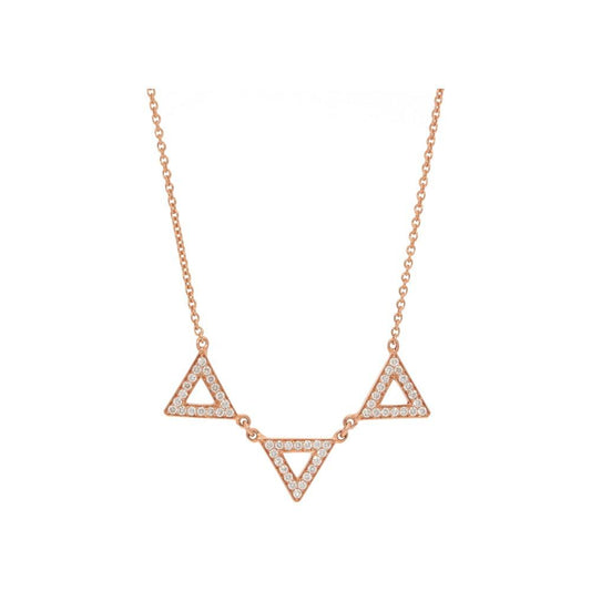 Three Open Pave Diamond Triangle Necklace