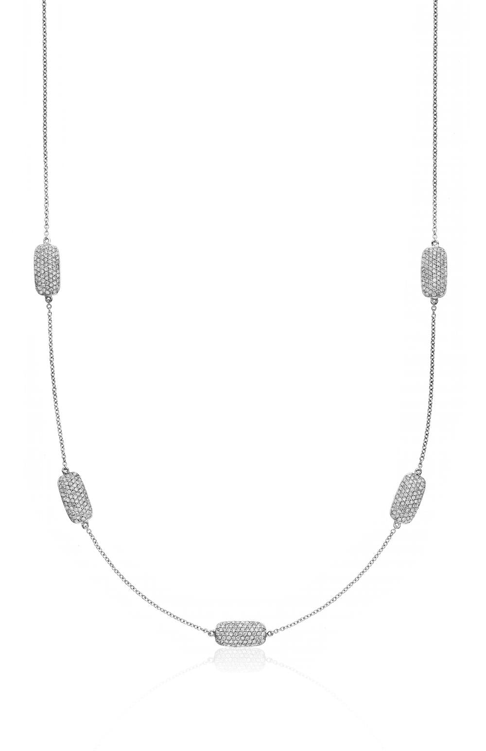 Pave Diamond Rectangular Station  Necklace