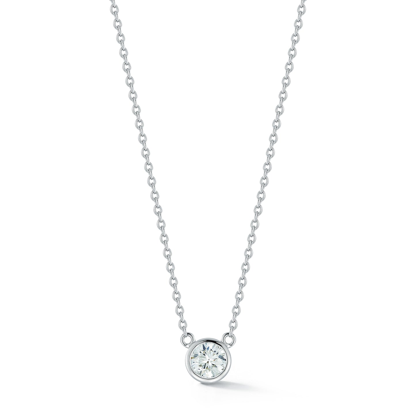 Single Polished Bezel Diamond Necklace