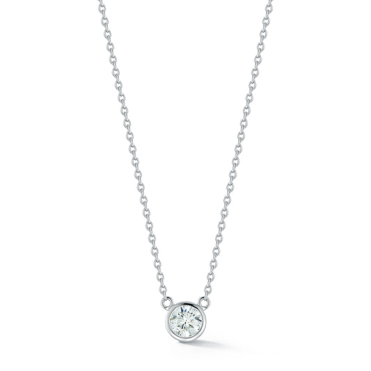 Single Polished Bezel Diamond Necklace