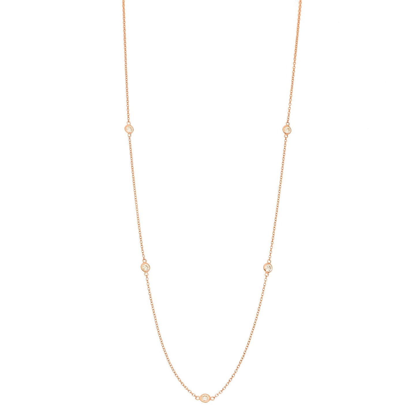 Five Polished Bezel Diamonds by the Yard Necklace