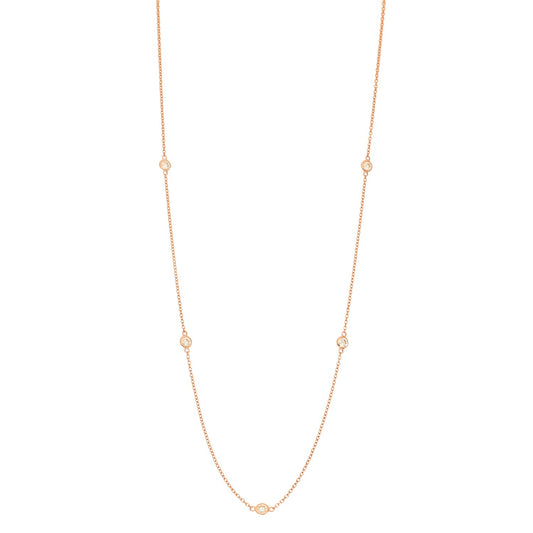 Five Polished Bezel Diamonds by the Yard Necklace