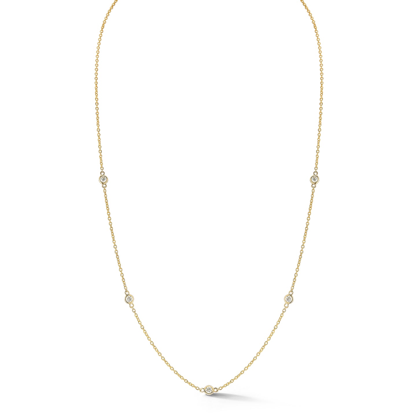 5 Station Plain Bezel Diamond By the Yard Necklaces