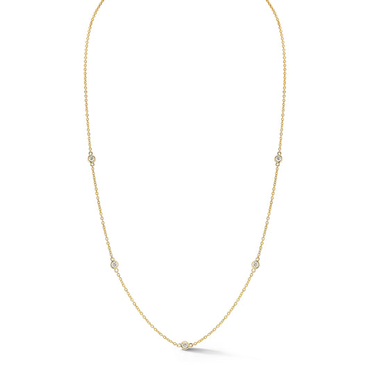 5 Station Plain Bezel Diamond By the Yard Necklaces