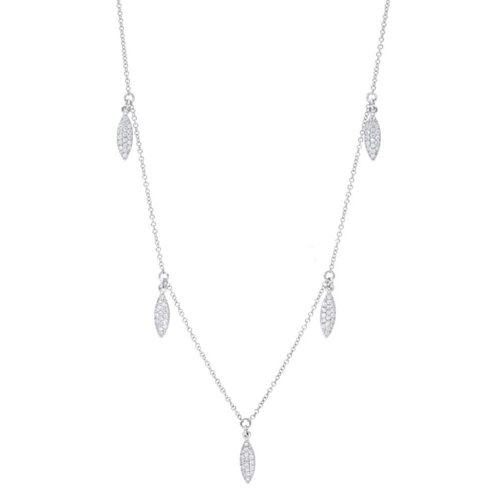 Alternating Diamond Pave and Polished Marquise Shape Dangles Necklace