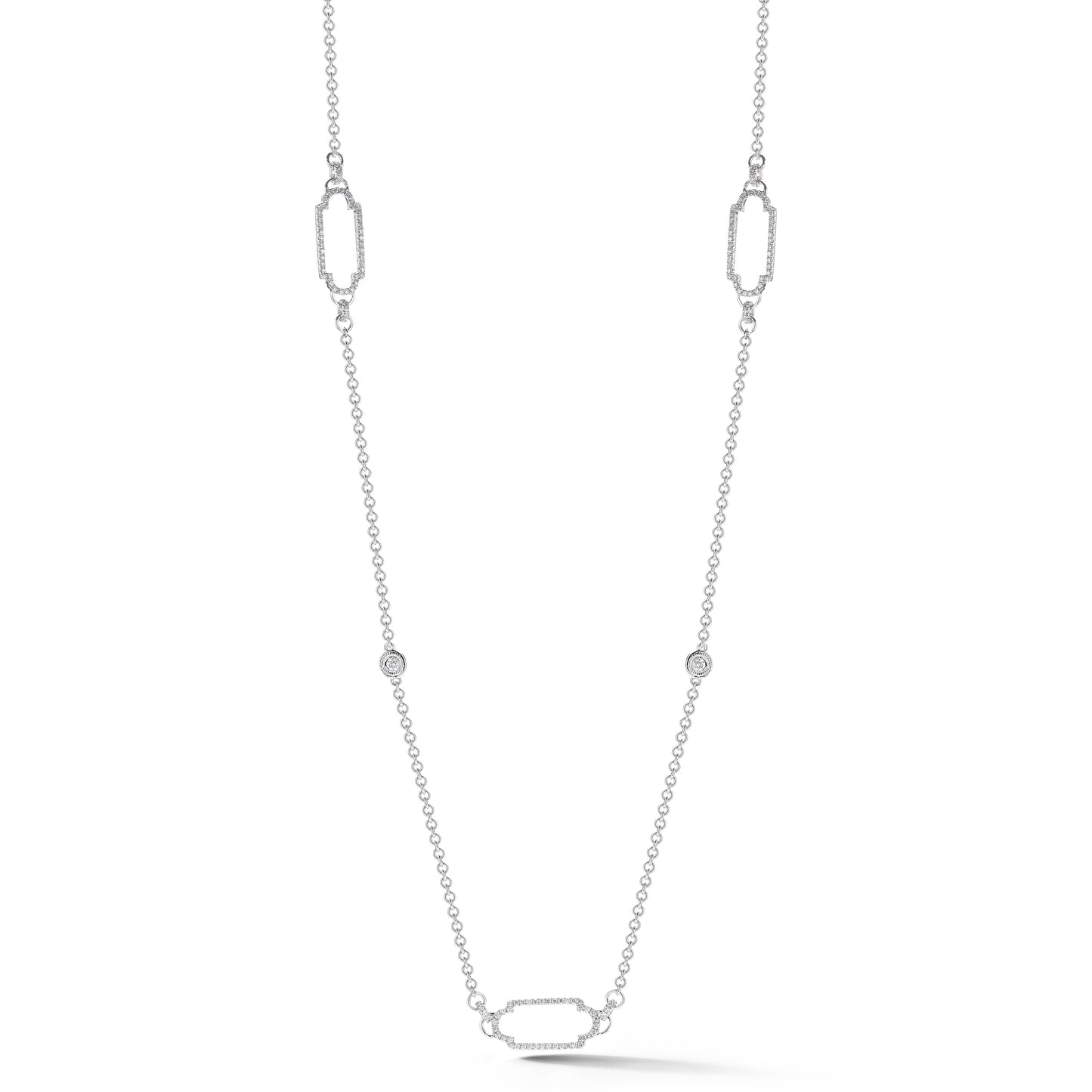 Open Pave Diamond Deco Links with Diamond Bezel Necklace