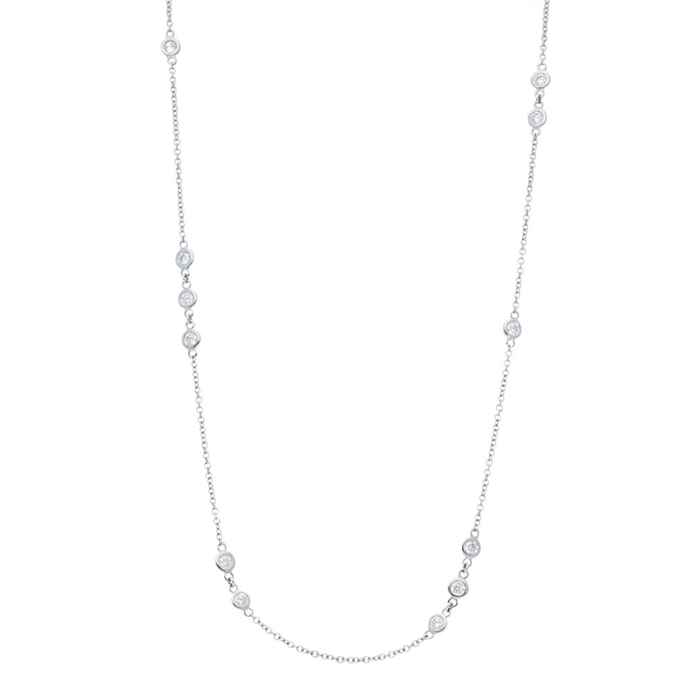 Scattered Polished Bezel Diamonds by the Yard Necklace