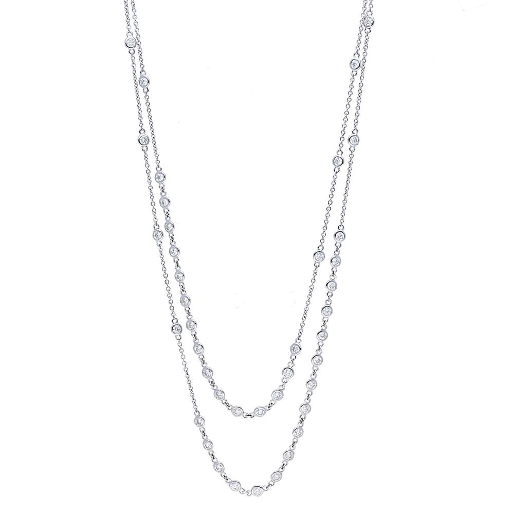 Double Strand Scattered Polished Bezel Diamonds by the Yard Necklace