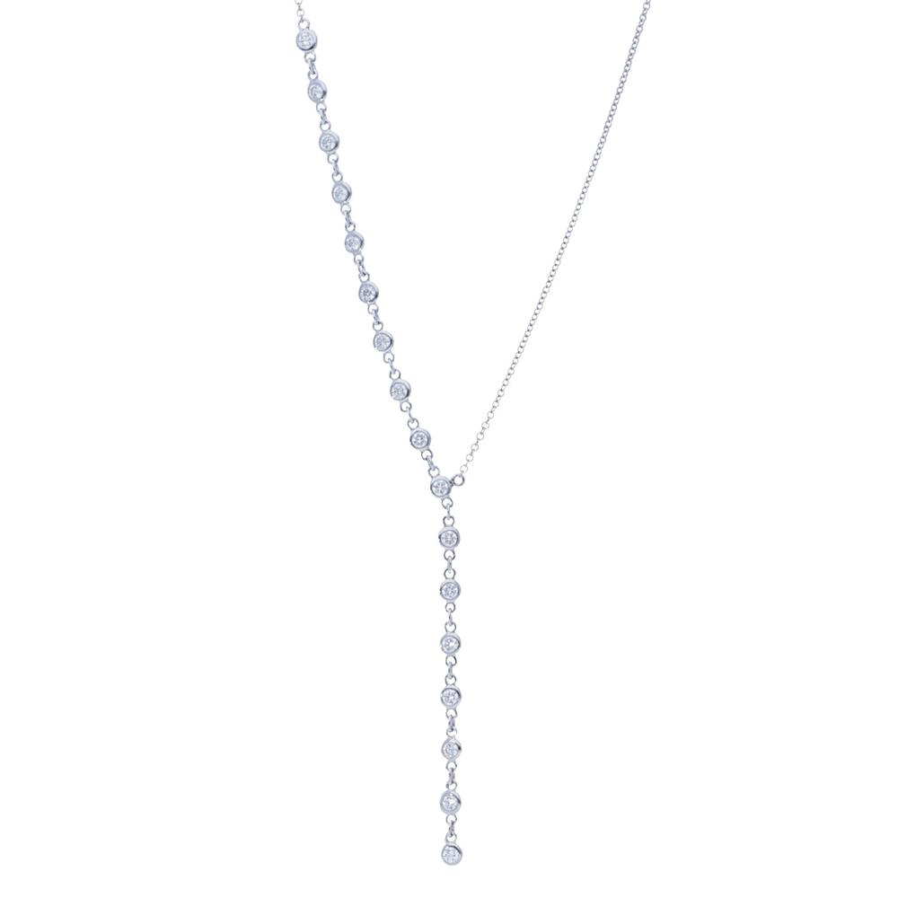 Modern One Side Bezel Diamonds by the Yard Drop Necklace