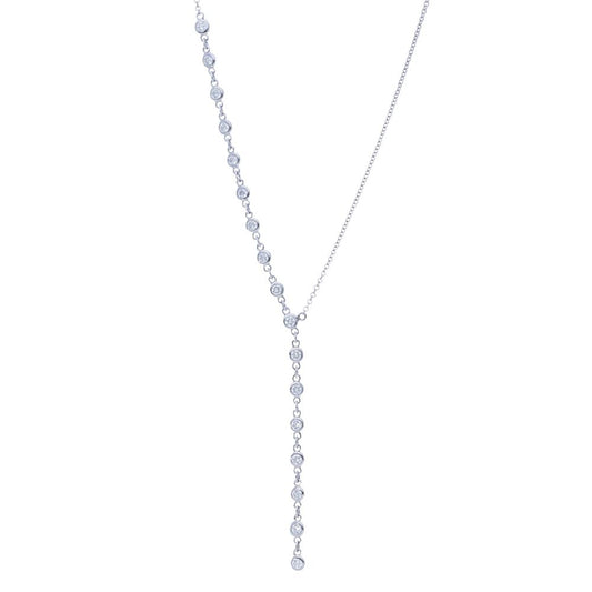 Modern One Side Bezel Diamonds by the Yard Drop Necklace