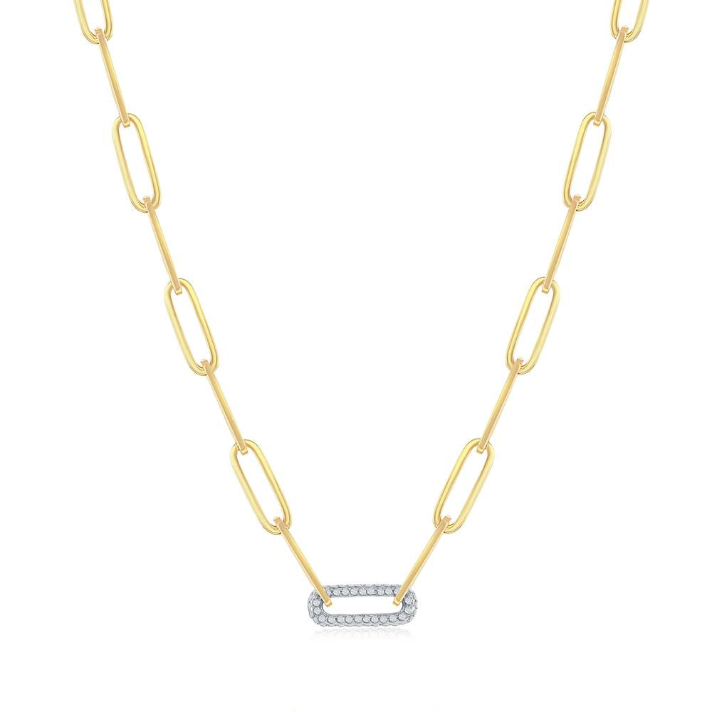 Lightweight Paperclip Chain with 1 Diamond Section