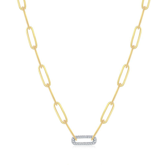 Lightweight Paperclip Chain with 1 Diamond Section