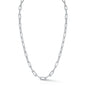 Paperclip Solid Gold Link Necklace with All Diamond Pave Links