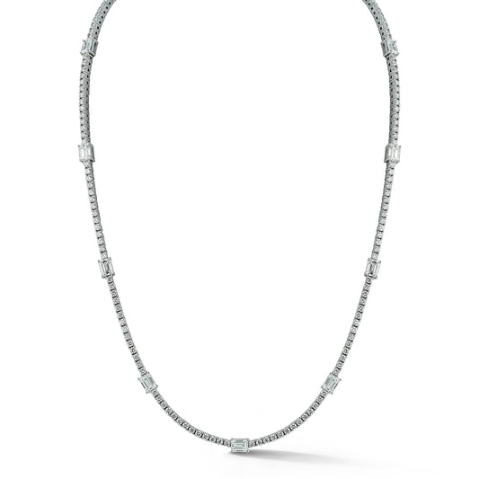 Alternating Emerald Shape Tennis Necklace