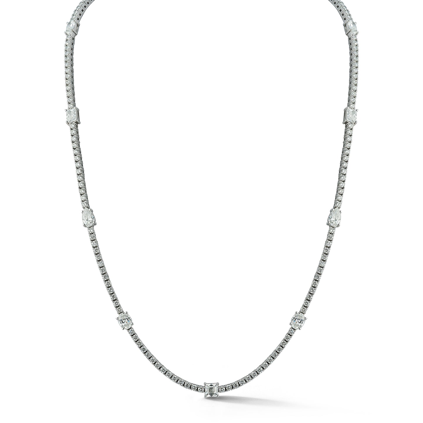 Alternating Multi Shape Tennis Necklace