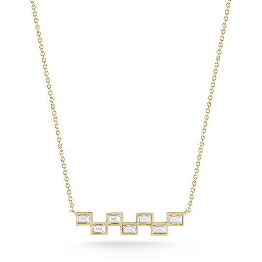 Scattered Bezel Diamond Bar Necklace