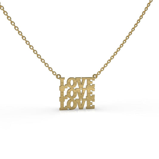 LOVE LOVE LOVE Yellow Gold Pendant