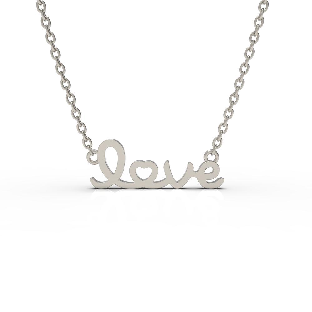 SCRIPT STERLING SILVER LOVE PENDANT NECKLACE