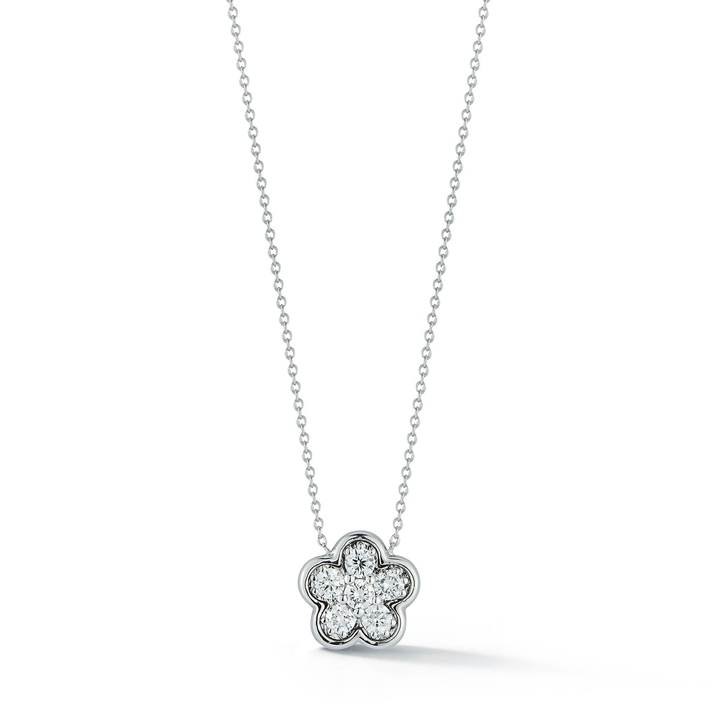 Bezel Set Diamond Flower Necklace