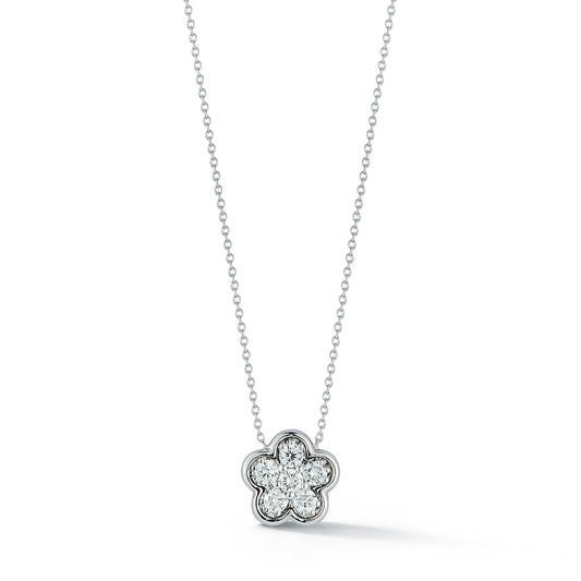 Bezel Set Diamond Flower Necklace