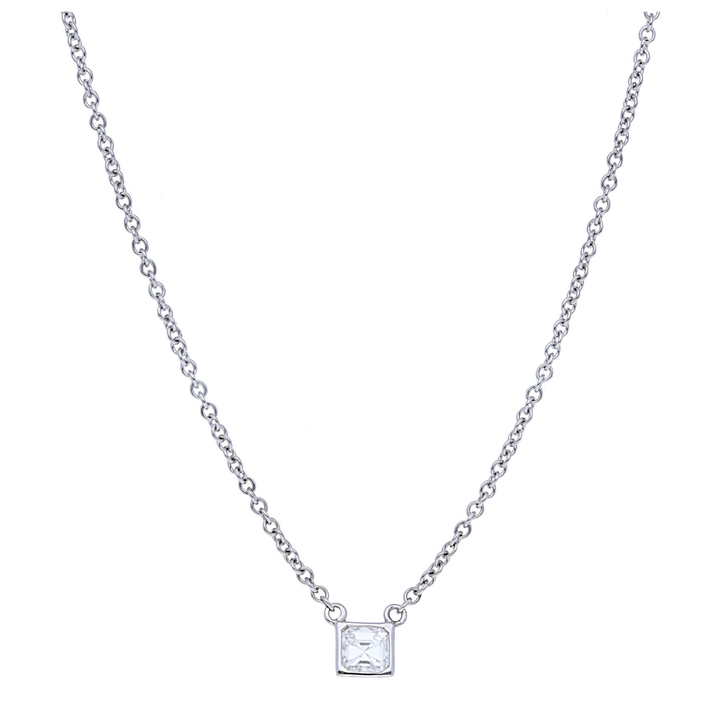 Sideways Asscher Bezel Diamond Necklace