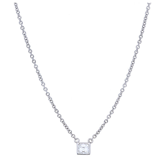 Sideways Asscher Bezel Diamond Necklace