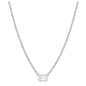 Sideways Emerald Bezel Diamond Necklace