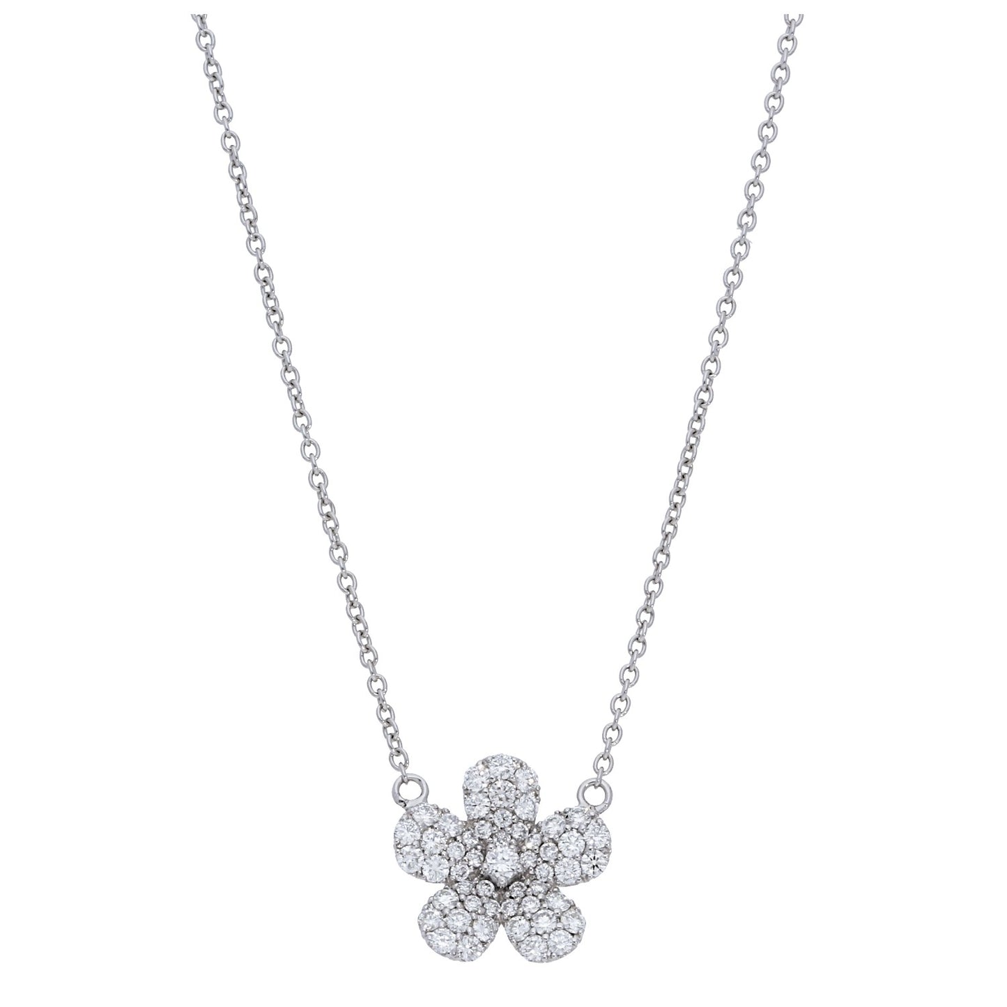 Pave Diamond Flower Necklace