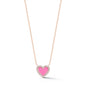 Pink Enamel Heart with Diamond Border Necklace