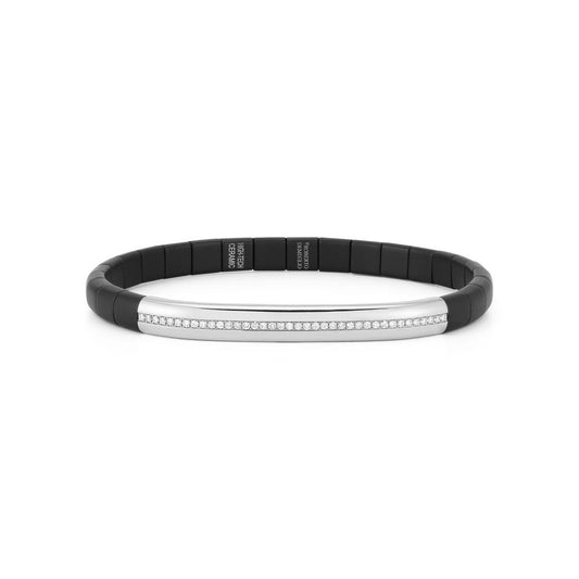 Manetta Matte Black Ceramic with 18K White Gold and Diamond Bar