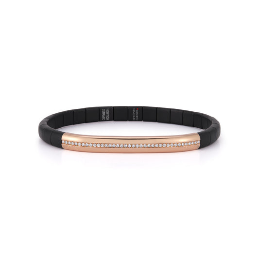 Manetta Matte Black Ceramic with 18K Rose Gold and Diamond Bar