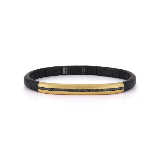 Manetta Matte Black Ceramic with 18K Matte Yellow Gold and Black Diamond Bar