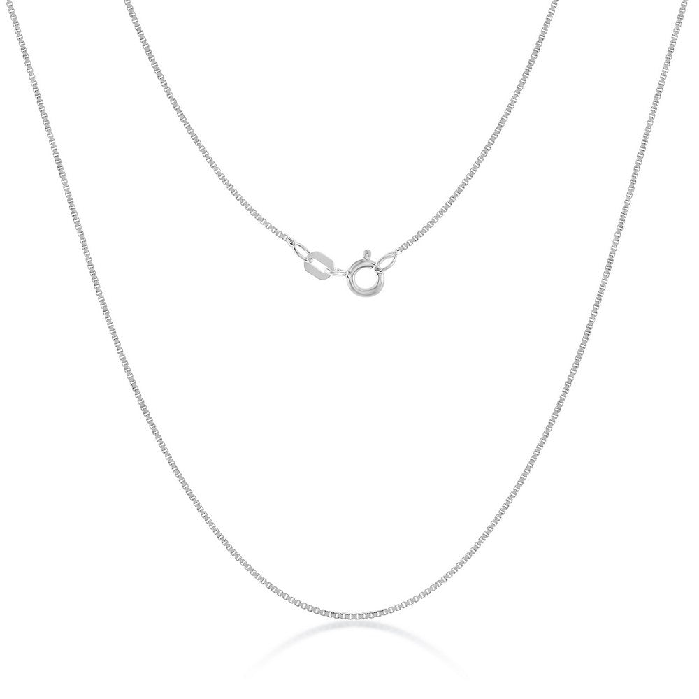 Sterling Silver 0.85mm Box Chain - Rhodium Plated