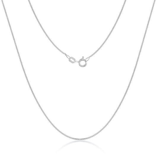 Sterling Silver 0.85mm Box Chain - Rhodium Plated