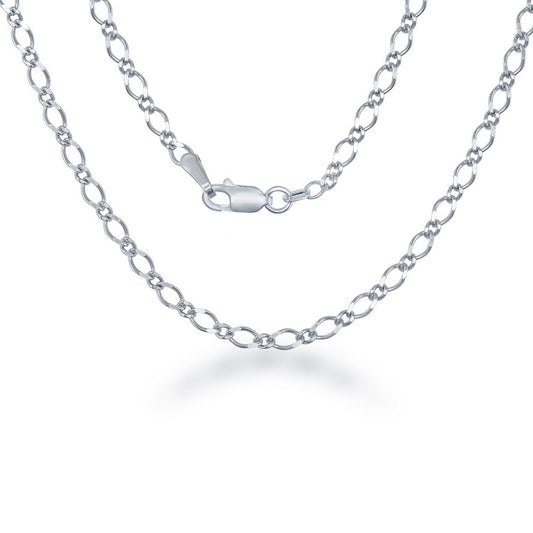 Sterling Silver Fancy Link Anklet - Rhodium Plated