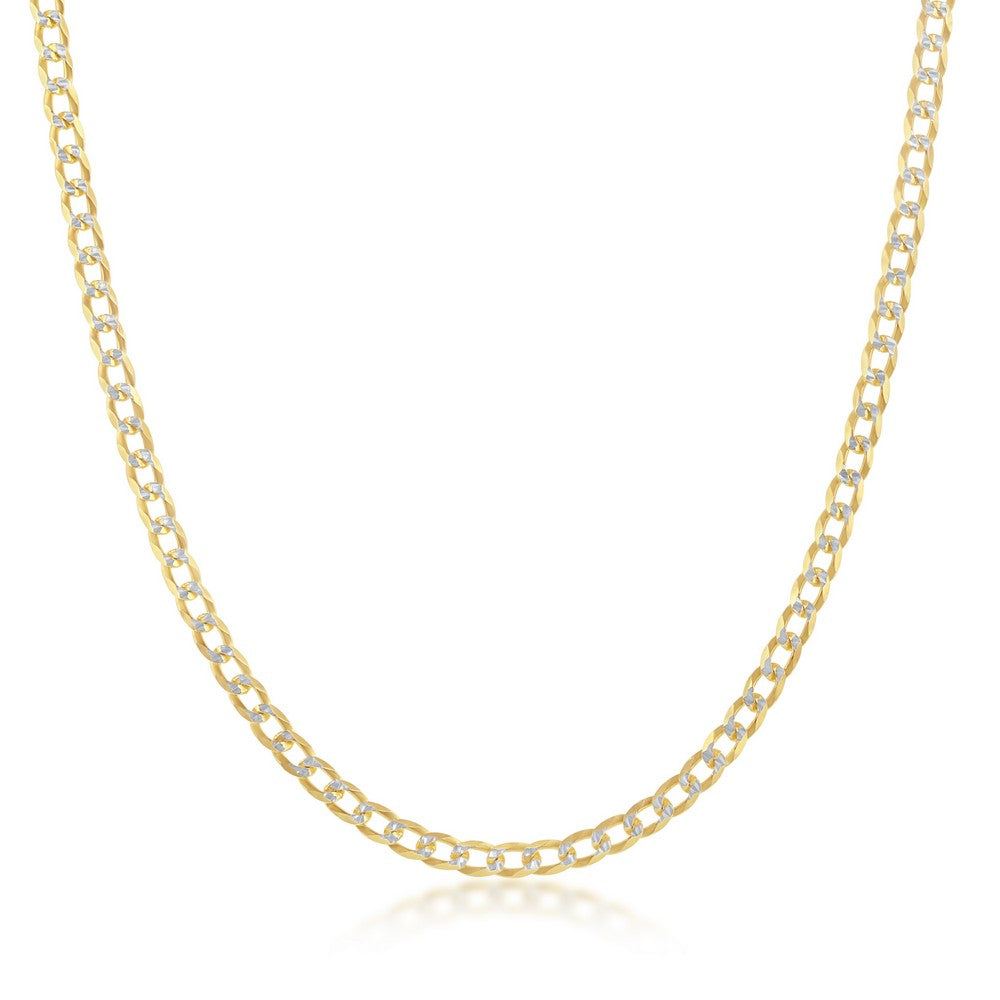 Sterling Silver 3mm Pave Cuban Chain - Gold Plated