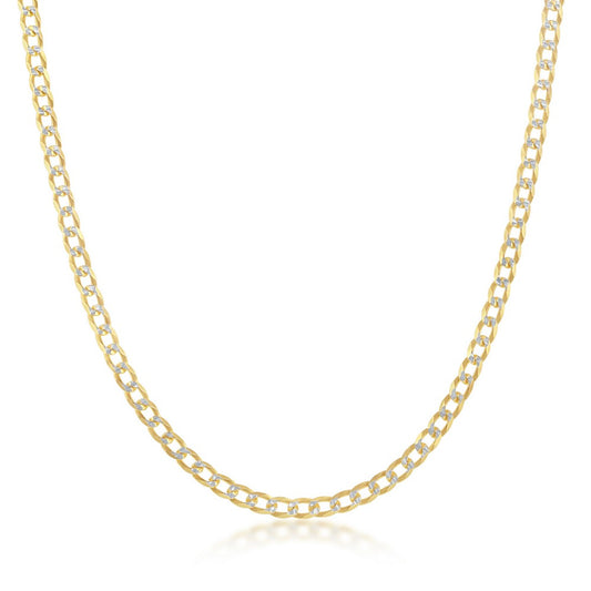 Sterling Silver 3mm Pave Cuban Chain - Gold Plated