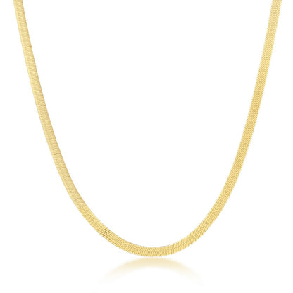 Sterling Silver 3mm Herringbone Chain - Gold Plated