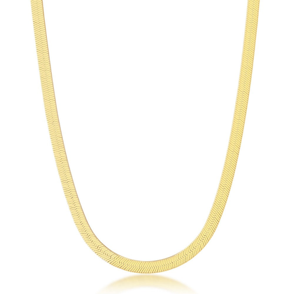 Sterling Silver 5mm Herringbone Chain - Gold Plated