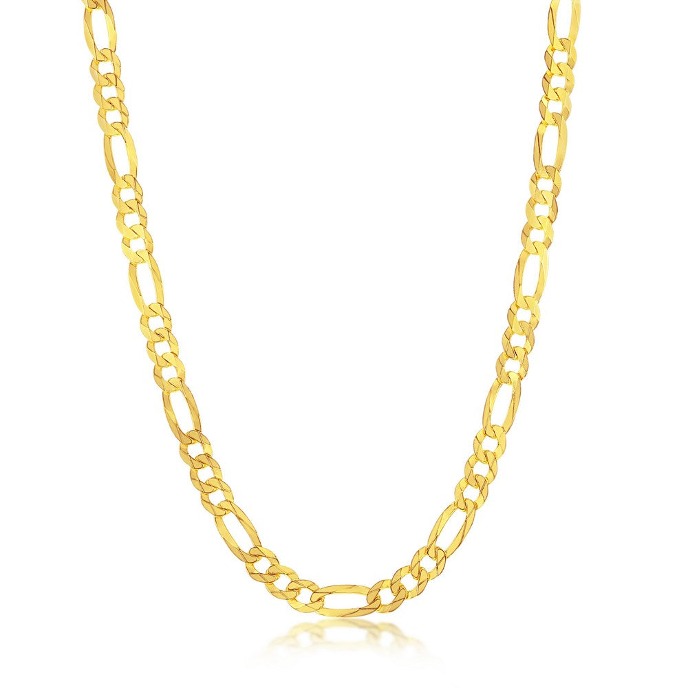 Sterling Silver 4mm Figaro Chain - Gold Plated