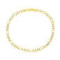 Sterling Silver 4mm Pave Figaro Bracelet - Gold Plated