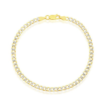 Sterling Silver 4mm Pave Cuban Bracelet - Gold Plated