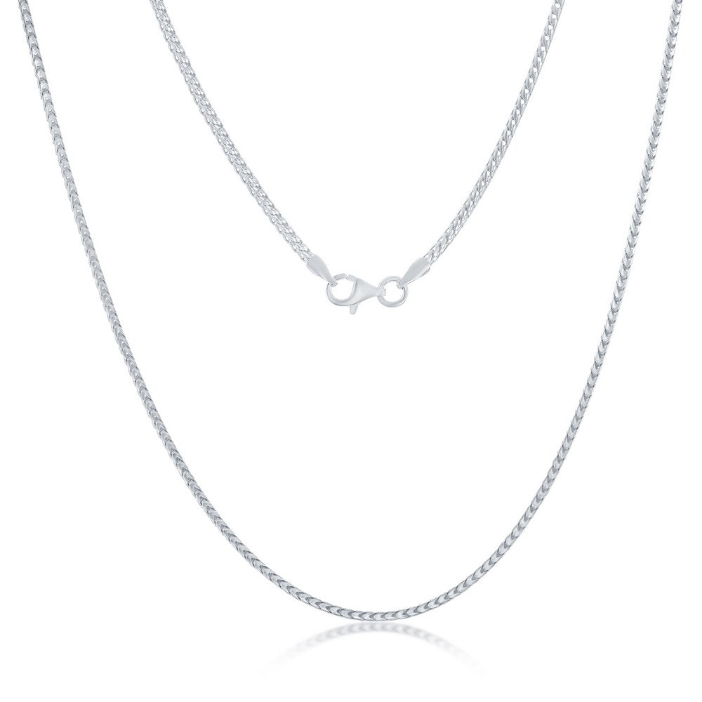 Sterling Silver 1.3mm Franco Chain - Rhodium Plated